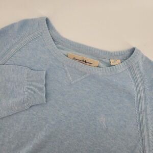 Tommy Bahama Mens Large Light Blue Crewneck Sweater Pullover 100% Cotton